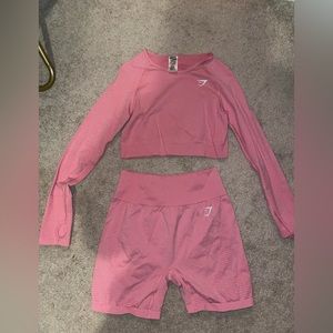 Pink gym shark short set